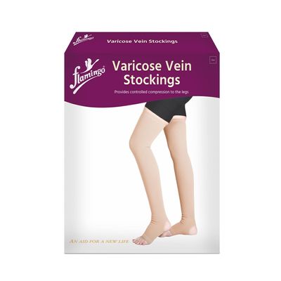 Flamingo Varicose Vein Stockings | Graduated Compression for Effective Swelling Reduction, Leg Pain Relief, and Enhanced Circulation | For Men and Women | Size - Small | 1 Pair |