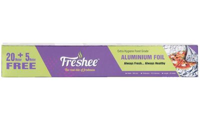 Freshee 25meter Silver Foil Paper for Food Wrapping, Aluminium Foil Rolls for Oven Roasting, 11 Micron Thick Silver Foil for Food Parcel & Delivery