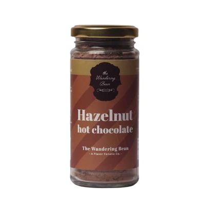 The Wandering Bean Rich chocolate and Cocoa Powder Hazelnut Flavoured | 100% Natural, Vegan and Gluten-Free | Enjoy Hot or Cold (150 Grams) Gift Festive, Best Gift Hamper