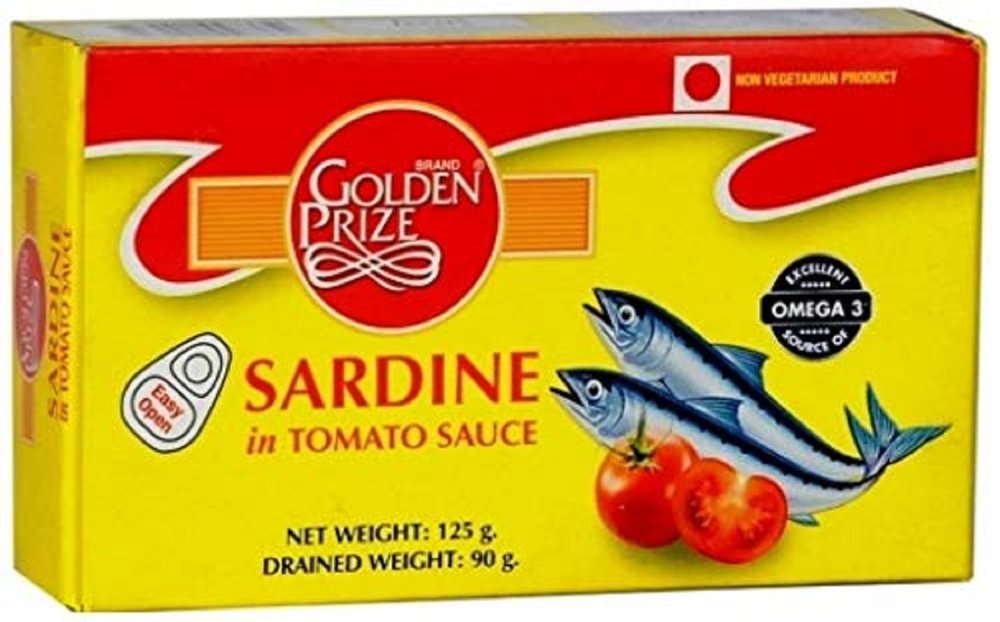 Golden Prize Sardine in Tomato Sauce 125 GMS Each - Pack of 4 Units