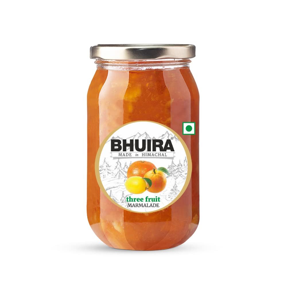 Bhuira Three Fruit Marmalade - 240g | All Natural - No Added Preservatives, Artificial Colors | Handmade Himachal Vegan Spread | Breakfast Toast Jam | Healthy Snack, Guilt-Free