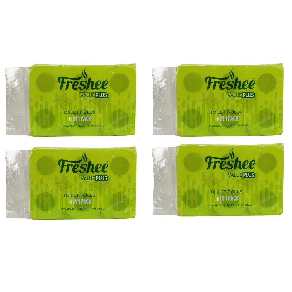 Freshee 6 In 1 Tissue Roll 2 Ply Pack Of 4 Tissue Paper, Hygience And Fresh Tissue Made With 100% Virgin Fibre, Value Plus Range Of Disposable Tissue