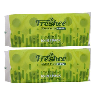 Freshee 10 In 1 Tissue Roll 2 Ply Pack Of 2 Tissue Paper, Value Plus Range Of Disposable Tissue