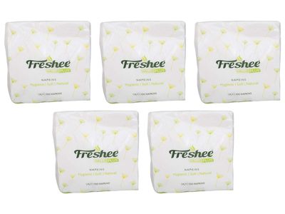 Freshee 100 Sheets 1 Ply Pack Of 5 Tissue Paper, Hygience And Fresh Tissue Made With 100% Virgin Fibre, Value Plus Range Of Disposable Tissue