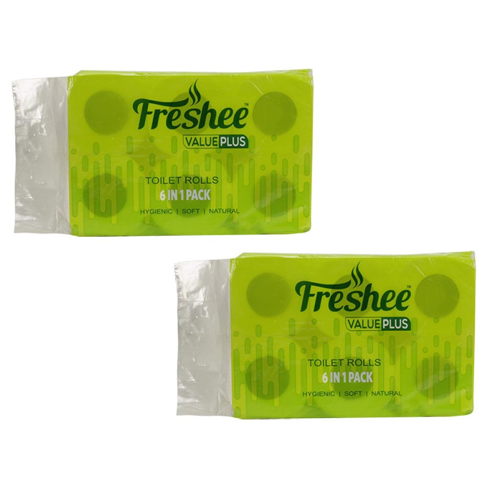 Freshee 6 In 1 Tissue Roll 2 Ply Pack Of 2 Tissue Paper, Hygience And Fresh Tissue Made With 100% Virgin Fibre, Value Plus Range Of Disposable Tissue