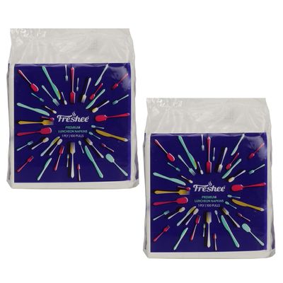 Freshee Premium Luncheon 1 Ply Tissue Paper Napkin 100 Pulls Face Tissue Pack of 2