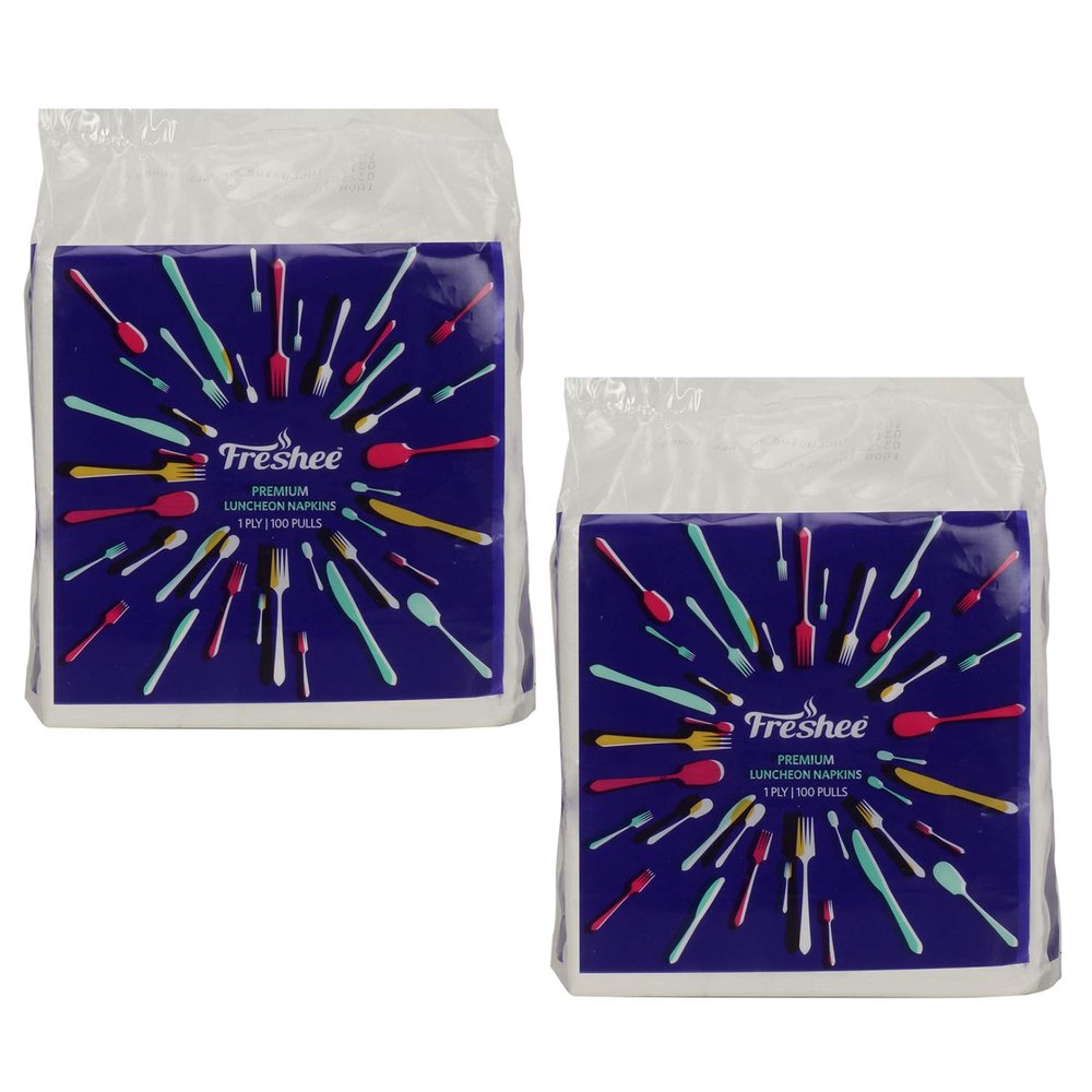 Freshee Premium Luncheon 1 Ply Tissue Paper Napkin 100 Pulls Face Tissue Pack of 2