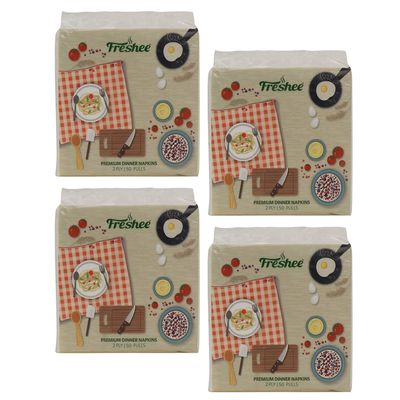 Freshee 50 Pulls 2 Ply Dinner Napkin Pack Of 4 Tissue Paper, Hygience And Fresh Tissue Made With 100% Virgin Fibre, Skin Friendly Disposable Tissue