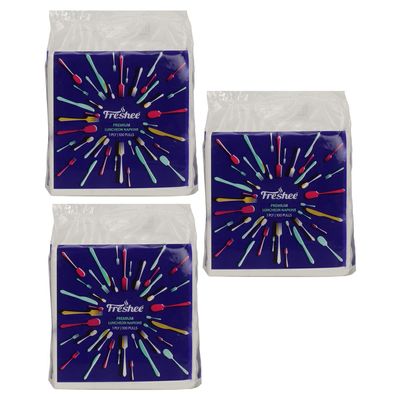 Freshee Luncheon 1 Ply Tissue Paper Napkin - 100 Pulls Pack of 3, Skin & Eco-Friendly Water dissolvable Disposable Tissue