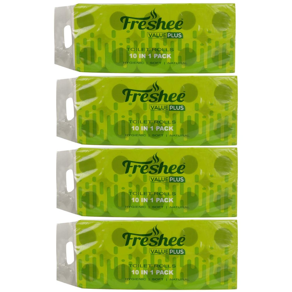 Freshee 10 In 1 Tissue Roll 2 Ply Pack Of 4 Tissue Paper, Hygience And Fresh Tissue Made With 100% Virgin Fibre, Value Plus Range Of Disposable Tissue