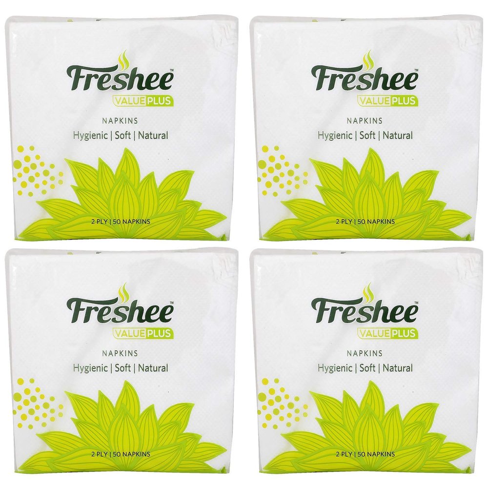 Freshee 50 Sheets 2 Ply Pack Of 4 Tissue Paper, Hygience And Fresh Tissue Made With 100% Virgin Fibre, Value Plus Range Of Disposable Tissue