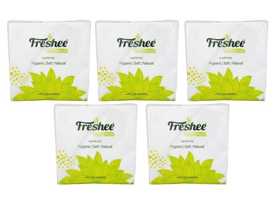 Freshee 50 Sheets 2 Ply Pack Of 5 Tissue Paper, Hygience And Fresh Tissue Made With 100% Virgin Fibre, Value Plus Range Of Disposable Tissue