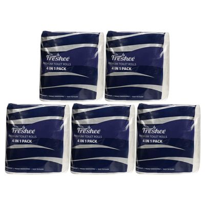 Freshee 4 In 1 Toilet Tissue Roll 3 Ply Pack Of 5 Tissue Paper, Hygience And Fresh Tissue Made With 100% Virgin Fibre, Skin Friendly Disposable Tissue