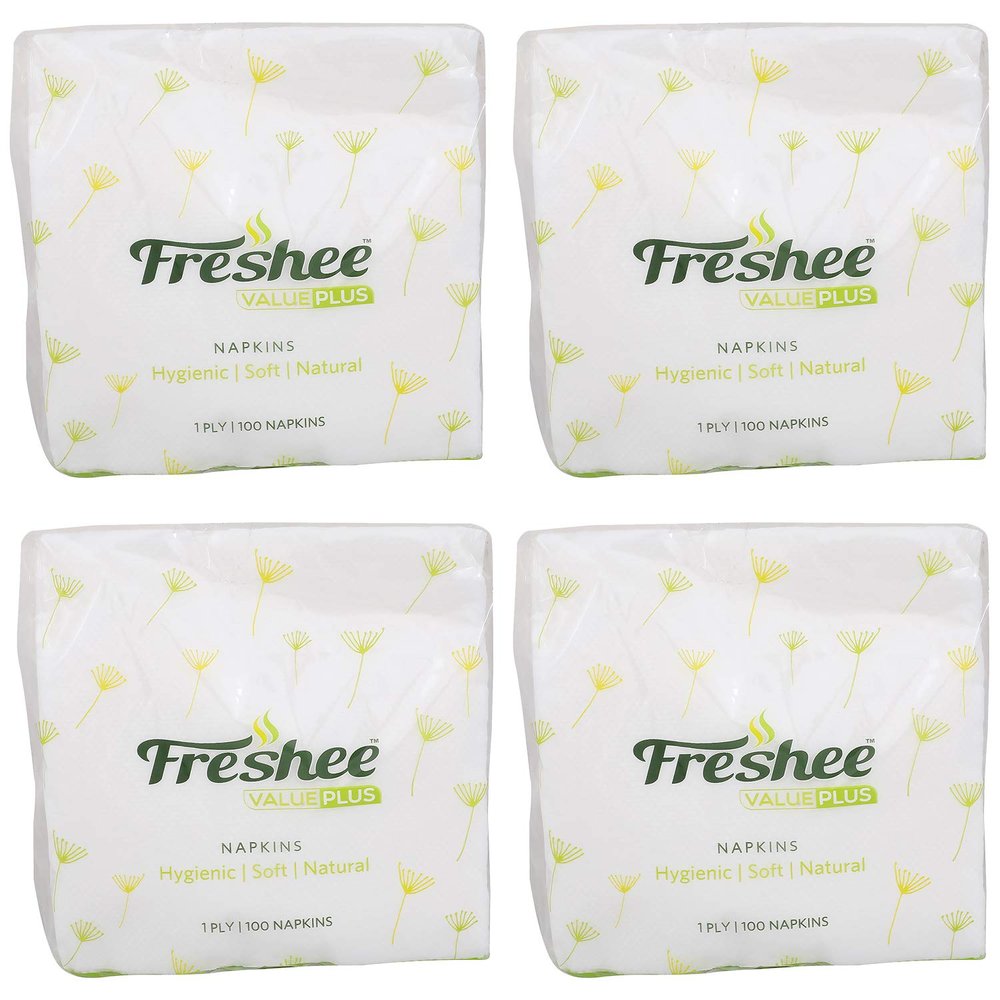 Freshee 100 Sheets 1 Ply Pack Of 4 Tissue Paper, Hygience And Fresh Tissue Made With 100% Virgin Fibre, Value Plus Range Of Disposable Tissue