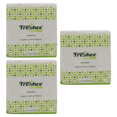 Freshee 50 Sheets 1 Ply Pack Of 3 Tissue Paper, Hygience And Fresh Tissue Made With 100% Virgin Fibre, Value Plus Range Of Disposable Tissue