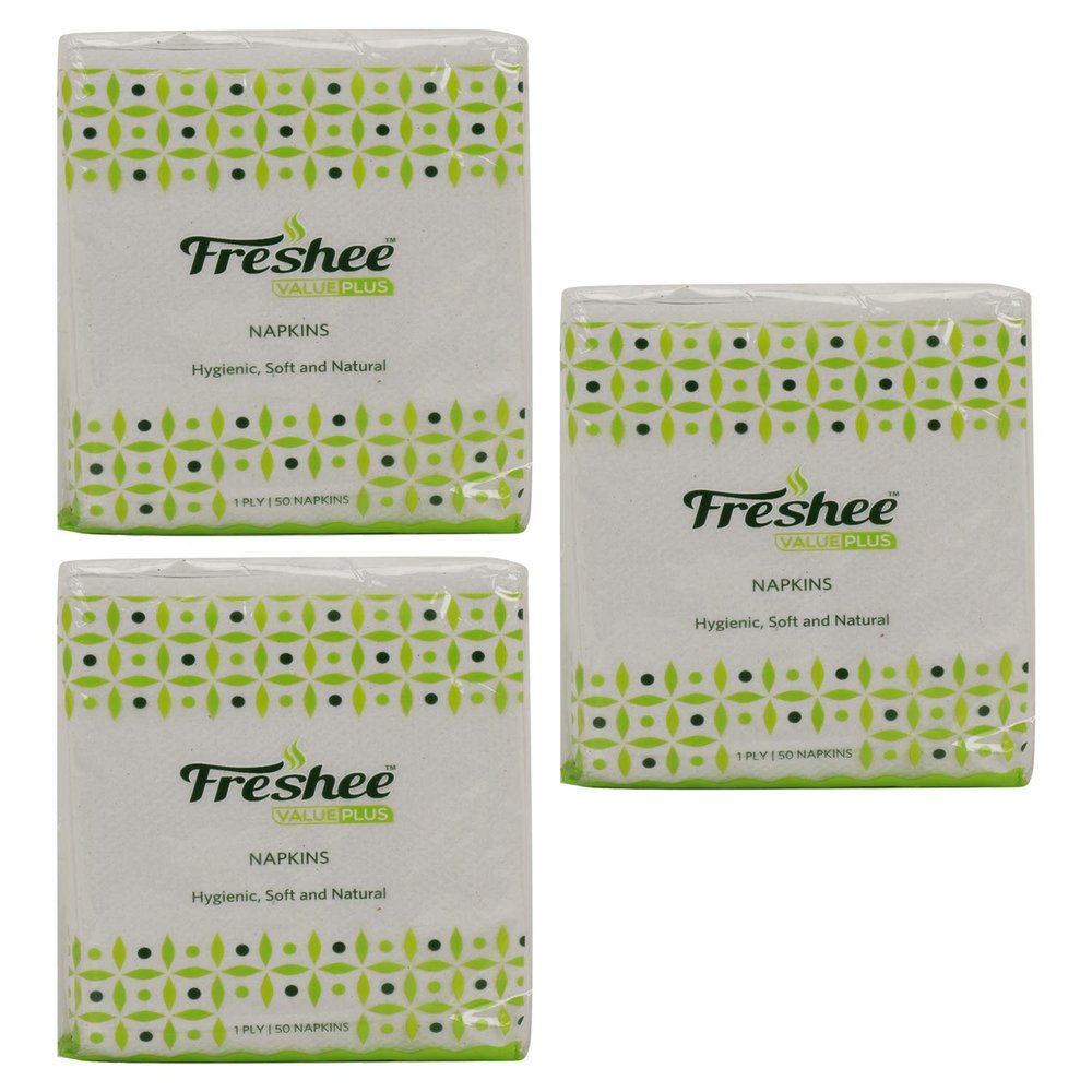 Freshee 50 Sheets 1 Ply Pack Of 3 Tissue Paper, Hygience And Fresh Tissue Made With 100% Virgin Fibre, Value Plus Range Of Disposable Tissue
