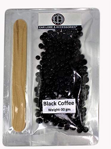 [Ear Lobe & Accessories] Depilatory/Hair Removal Wax Pearl Beans, Black Coffee Flavor, No Strip, 30 gms | 1 Pc Wooden Spatula/Applicator