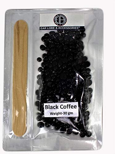 [Ear Lobe & Accessories] Depilatory/Hair Removal Wax Pearl Beans, Black Coffee Flavor, No Strip, 30 gms | 1 Pc Wooden Spatula/Applicator