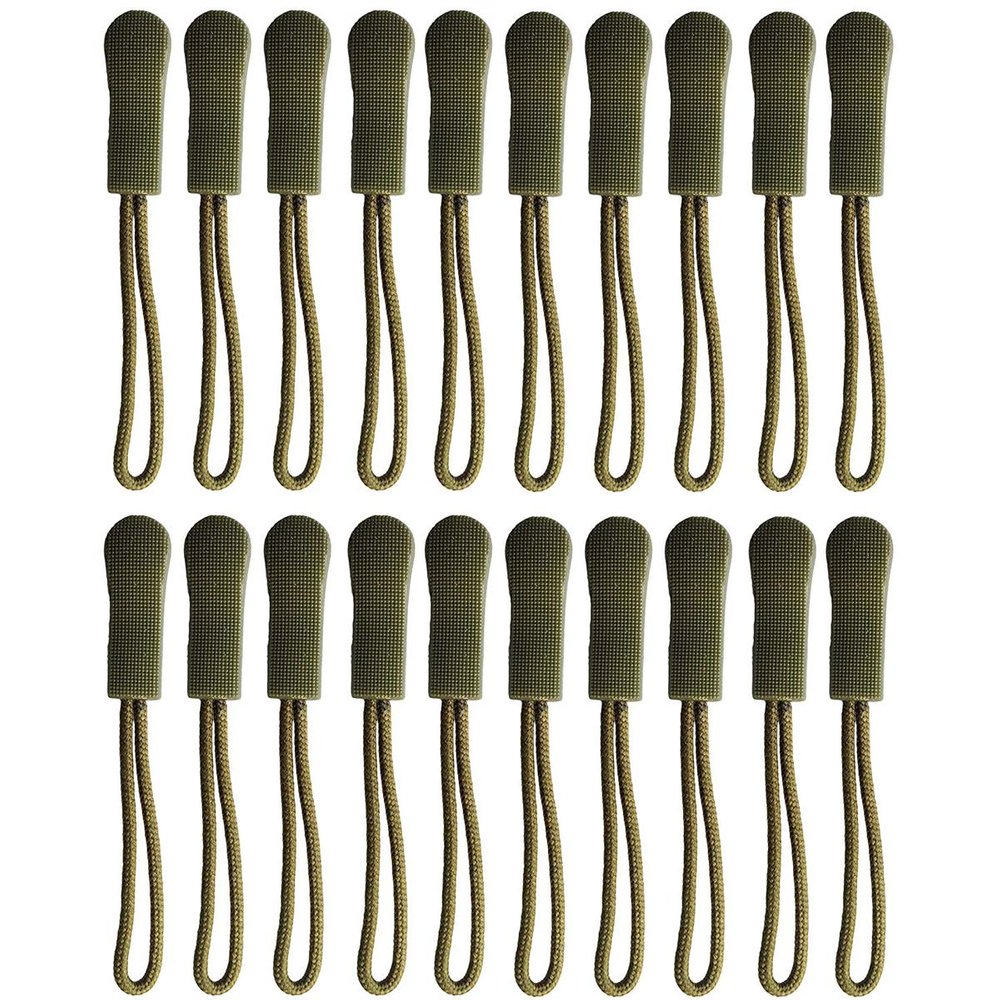 20PCS Replacement Zipper Pulls Zip Cord Puller Slider for Bags Tent Clothes (Army Green)