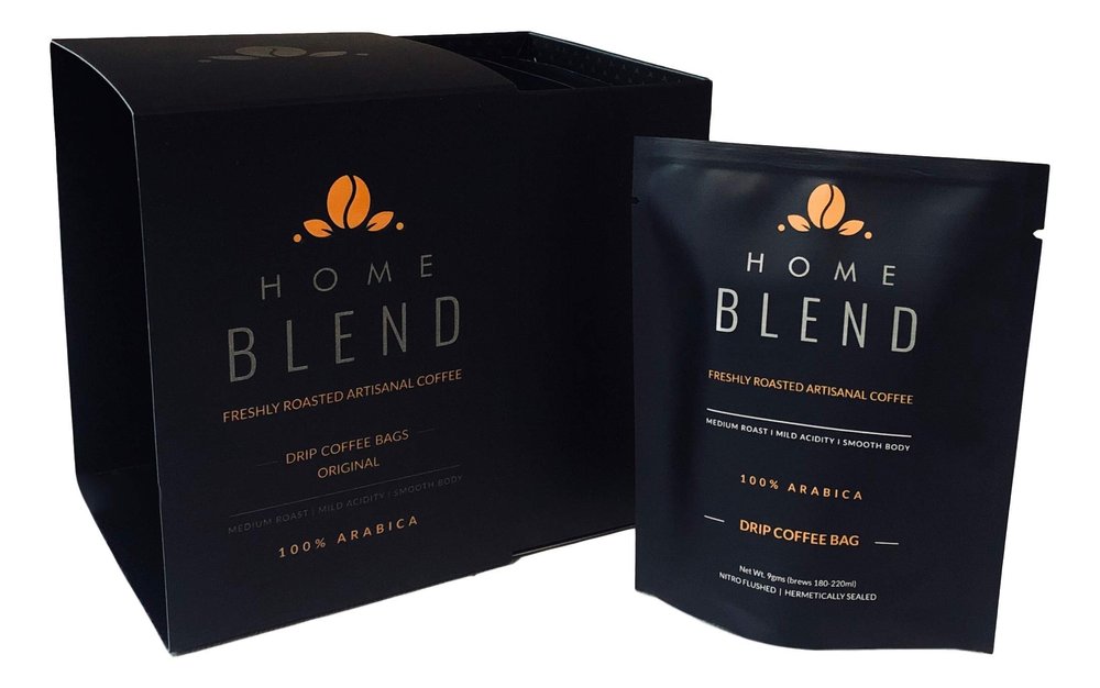 Home Blend Coffee Roasters - Drip Coffee Bags - Pack of 10 - Original (Light to Medium Roast)