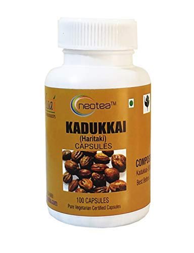 Neotea Kadukkai | Haritaki Capsules | Natural Digestion Support & Immunity Booster | Relieves Constipation | Pure Harad Powder | No Additives or Preservatives | 500MG-100 Capsules