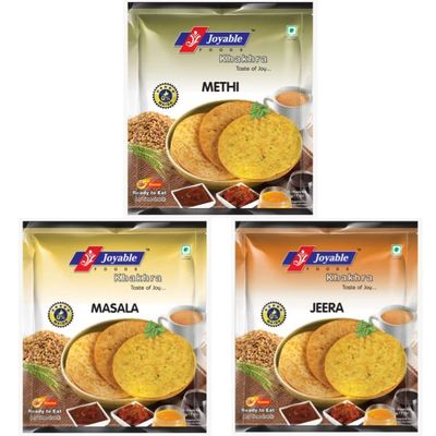 Joyable Khakhra Combo Of Methi, Masala, Jeera| Healthy Traditional Gujarati Snacks | Ready To Use - 1200 Gms (6 Packets Of 200 Gms)