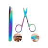 AKOAK 2 Pieces Rainbow Stainless Steel Slant Tip Eyebrow Tweezer and Eyebrow Scissor Facial Hair Removal Makeup Tool view 1