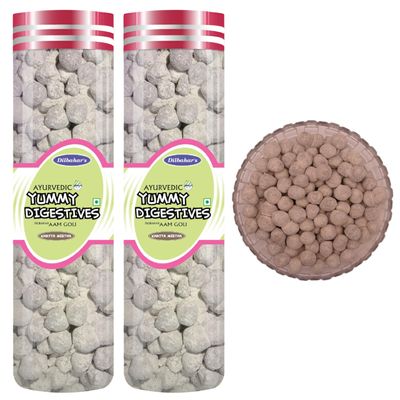 Dilbahar's Aam Goli 210G Pack Of 2-MT | Aam Pachak Chatpati Goli | Digestive Goli Pachak | Mukhwas Mouth Freshener | Aam Pachak Churan Goli | Churan Digestive | After-Meal Treat