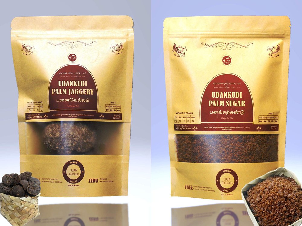 Udankudi Natural Palm Jaggery & Palm Sugar COMBO - 150gm + 150gm | Karupatti | Panakarkandu | Palmyra Jaggery | Palm Candy