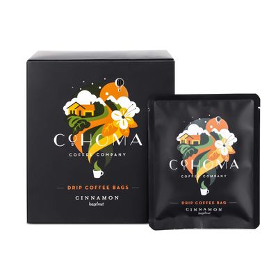 Cohoma Cinnamon Hazelnut Drip Coffee Bags I Pack of 10 I Made with 100% AA+ Grade Arabica Coffee