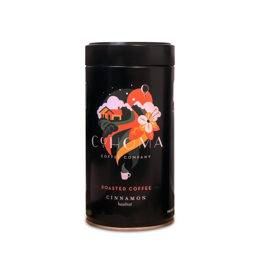 Cohoma Coffee Company Ground Coffee: Cinnamon Hazelnut (Moka Pot) | Ground Coffee, 250g | Made with 100% AA+ Grade A Specialty Arabica Coffee