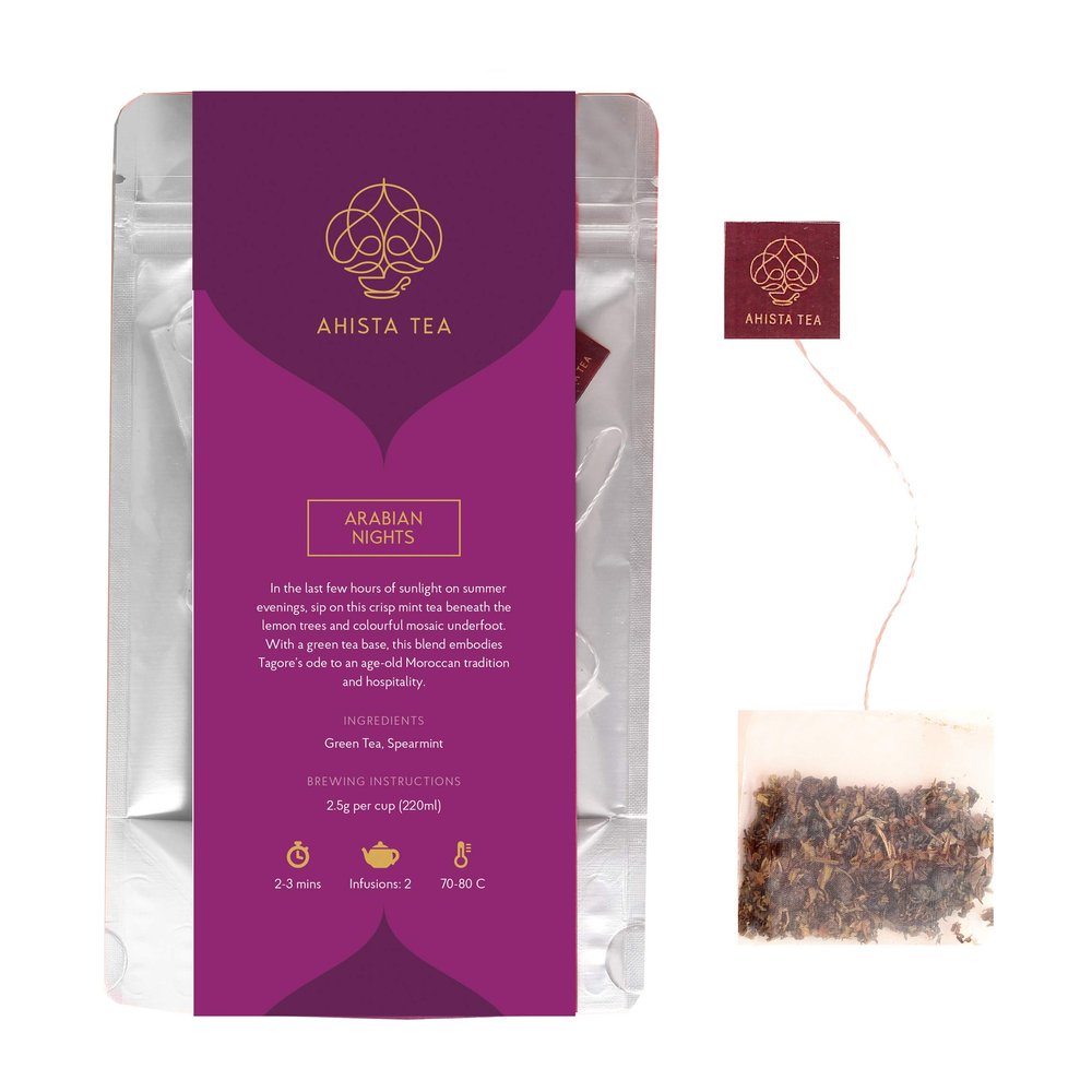 Ahista Tea | Moroccan Mint Green Tea | 15 Tea Bags | Arabian Nights | Green Tea