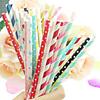 E Shopping Biodegradable Paper Drinking Straws pack of 100pcs with 6mm diameter for Juices, Shakes, Smoothies, Party Supplies Decorations (Random Colours and Designs) view 1