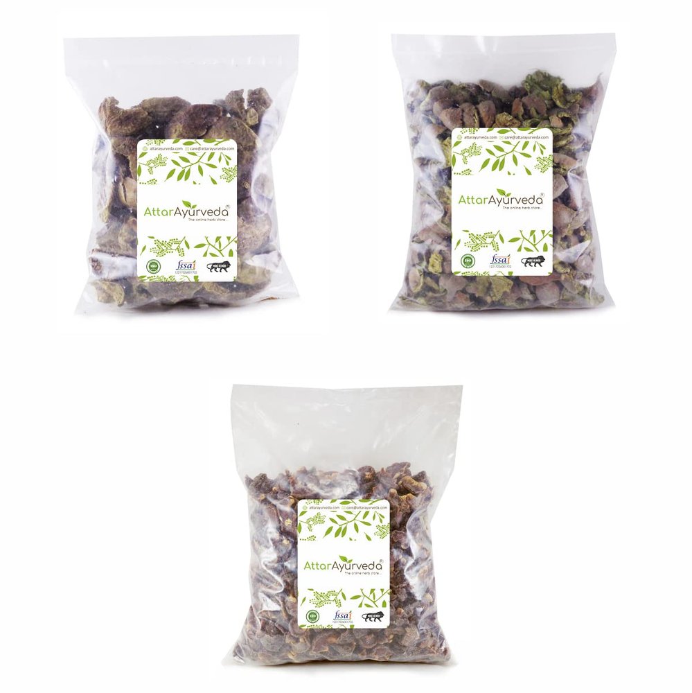 Attar Ayurveda Triphala (Ratio 1:2:3) Raw, Whole (600 grams) - Harad, Baheda, Amla | 100% Pure and Natural, No Preservatives