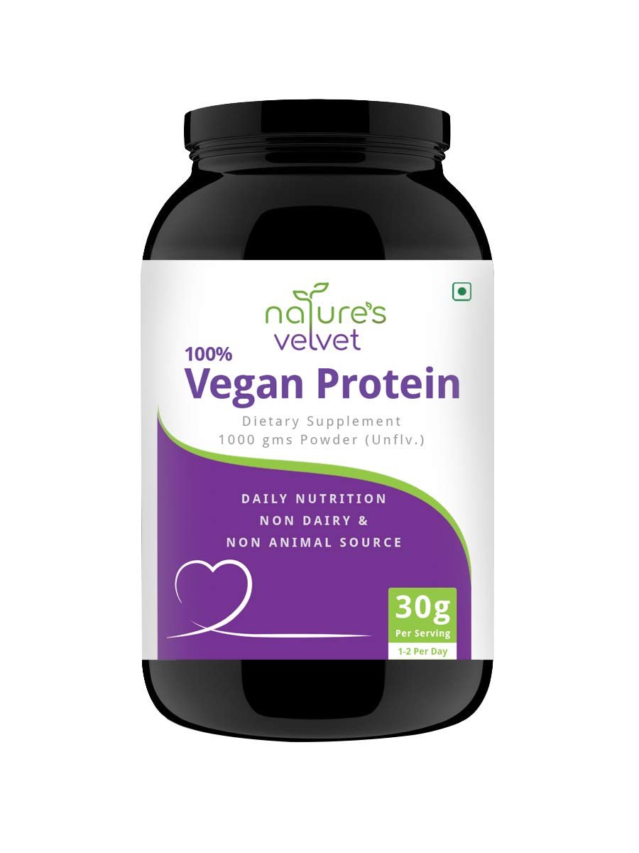 Nature's Velvet Vegan Protein,100% Vegan & Plant Based Protein, Rich in BCAAs, 1000gms -Pack of 1