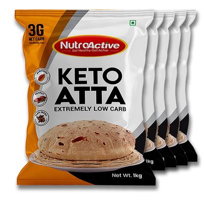 NutroActive Keto Atta (3g Net Carb Per Roti) Extremely Low Carb Flour - 1kg (Pack of 5)
