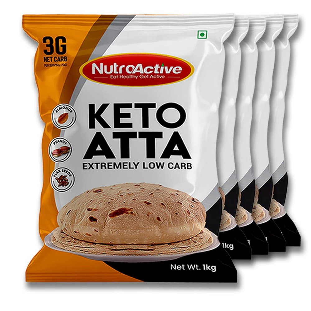 NutroActive Keto Atta (3g Net Carb Per Roti) Extremely Low Carb Flour - 1kg (Pack of 5)