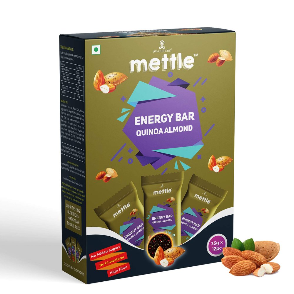 Mettle Quinoa Almond Energy Bars Pack of 12 (35 gm x 12) Energy Bars (420 g, Quinoa Almond)