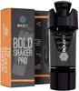 Boldfit Gym Shaker Pro Cyclone Shaker 500ml with Extra Compartment, 100% Leakproof Guarantee, Ideal for Protein, Preworkout and BCAAs, BPA Free Material Sipper Bottle (Black) Material : Plastic view 1