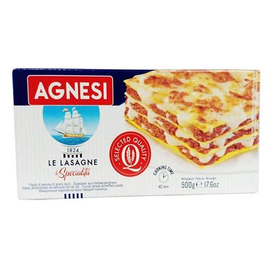 Agnesi Lasagne Pasta, 500 Gram, Vegetarian, Pack of 1