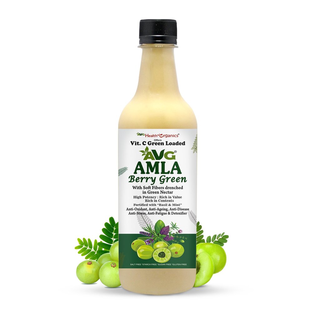 AVG Health Organics Amla Berry Green Juice | Pure Amla Extract - 500 ml | Rich in Vitamin C, Antioxidants | Boosts Immunity, Natural Detox, Hair & Skin Health | 100% Natural, No Added Sugar | Herbal Superfood