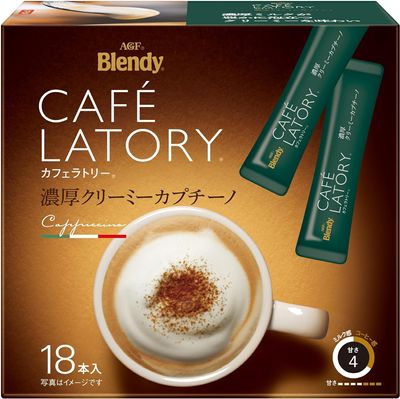 AGF Blendy Cafe Latory Sticks, Thick Creamy Cappuccino, 18 Sticks | Made in Japan | Japanese Coffee