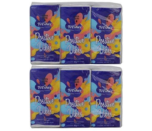 Freshee 3 Ply 6 In 1 Skin Friendly Pocket Tissue Pack of 2, Hygience And Fresh Tissue Made With 100% Virgin Fibre, Idle For Men And Women