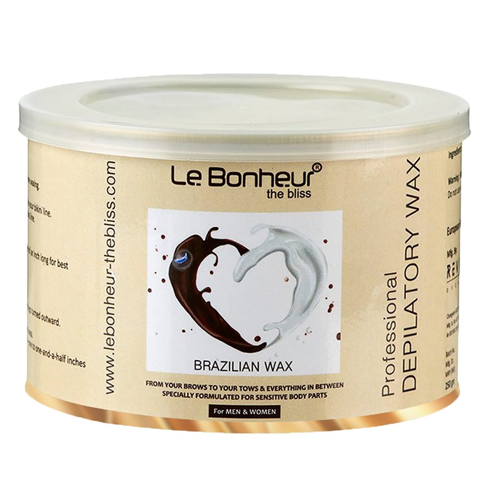 Le Bonheur Stripless Brazilian Liposoluble Wax | White Chocolate | For Face - Upper Lips - Arms - Legs - Bikini Line - Underarms and Full Body | Men & Women | 250gm