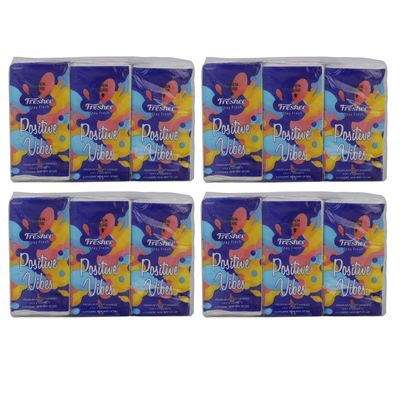 Freshee 3 Ply 6 In 1 Skin Friendly Pocket Tissue Pack of 4| Hygience And Fresh Tissue Made With 100% Virgin Fiber| Idle For Men And Women