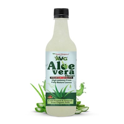 AVG Health Organics Aloevera Fibrous | Pulpy Aloevera Juice | High Potency & Cold Pressed | Rejuvenates Skin and Hair- No Added Sugar -500 ML