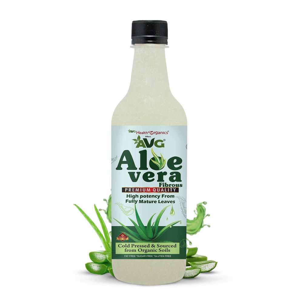 AVG Health Organics Aloevera Fibrous | Pulpy Aloevera Juice | High Potency & Cold Pressed | Rejuvenates Skin and Hair- No Added Sugar -500 ML