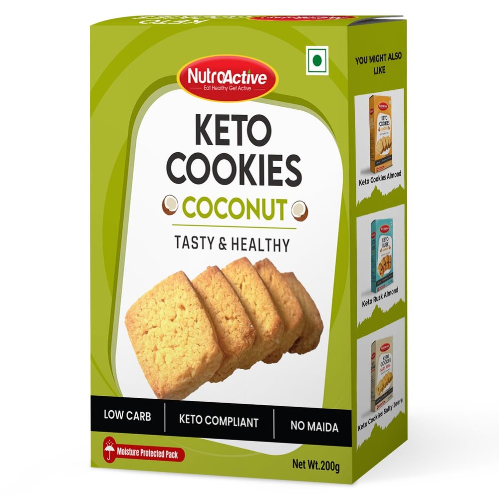 NutroActive Keto Coconut Cookies | Low Carb Cookie/Biscuits | Gluten-Free Biscuit- 200g