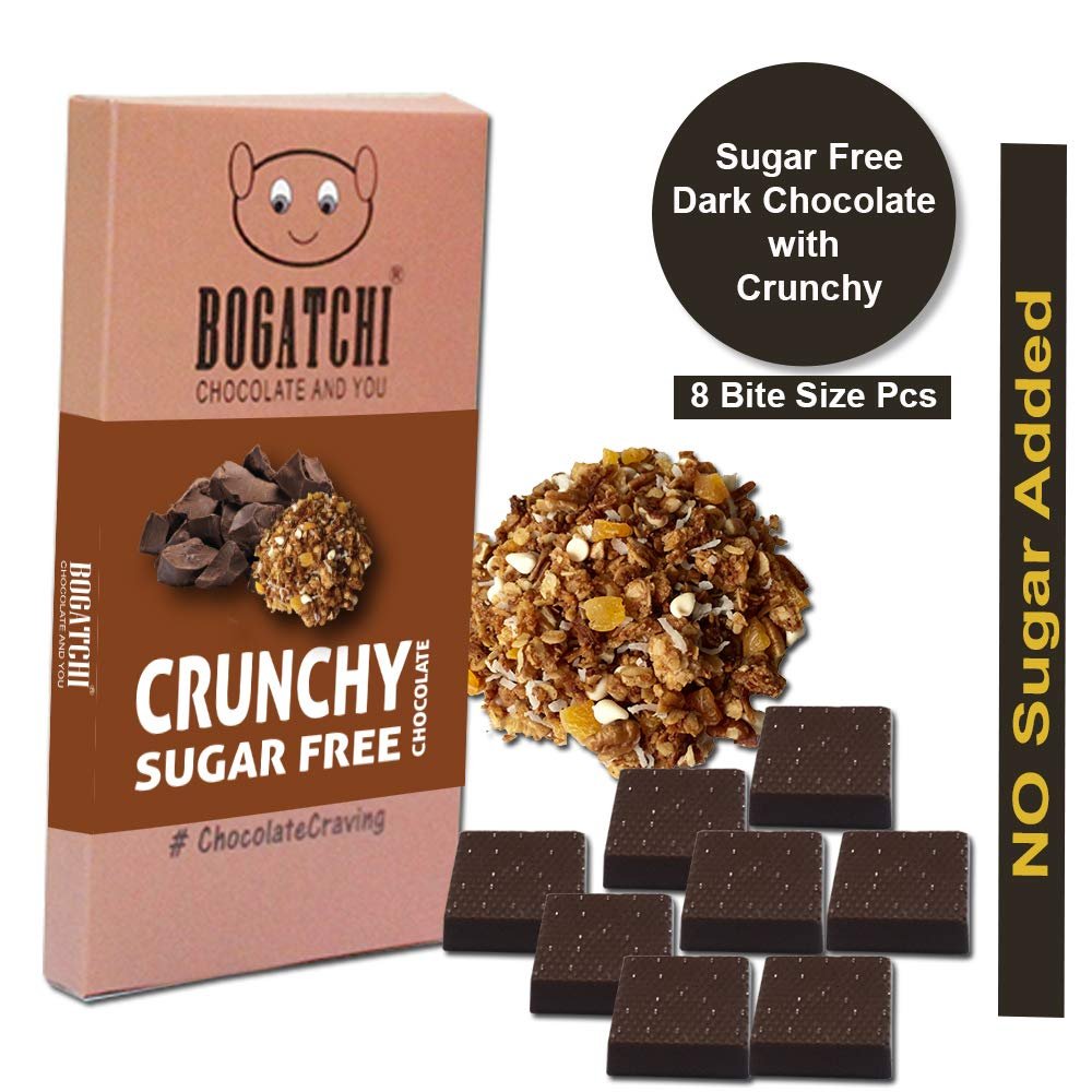 BOGATCHI Bites Sugar Free Healthy Chocolate with Crunchy, 8 Pcs