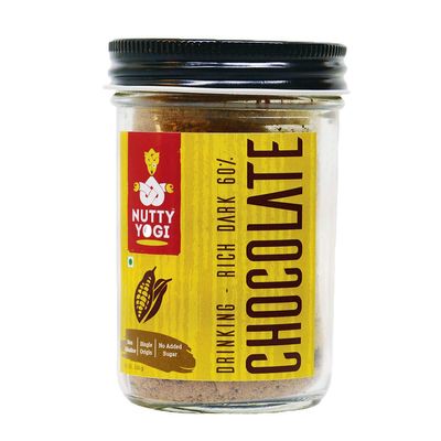 Nutty Yogi Rich Dark Hot Chocolate 60%, Nutritious, Delicious, Pure Cocoa Based Drink 100g (Pack of 1)